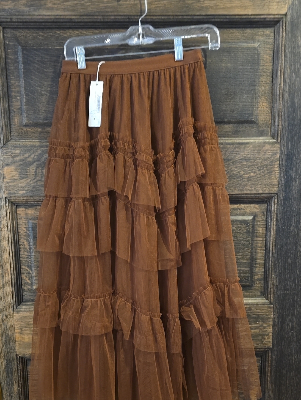 Bluivy Brown Tiered Ruffle Maxi Skirt